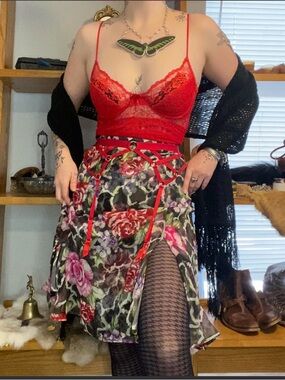 Etcetera Silk Floral Skirt With Side Slits